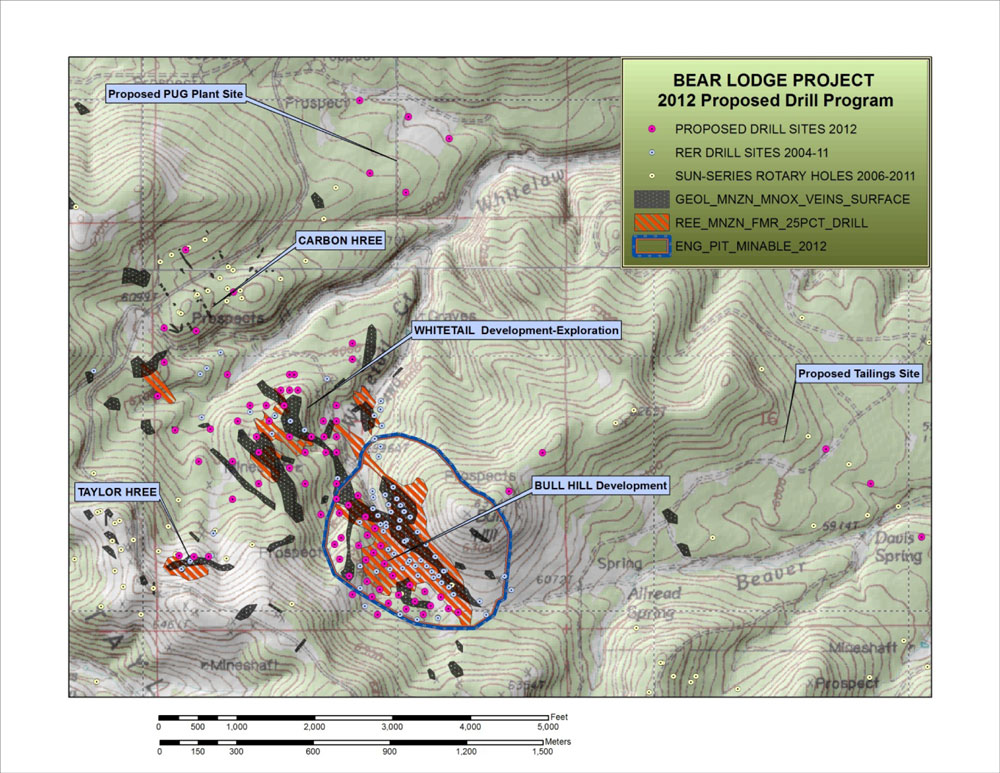 Figure 1 Location Map of the Bull Hill, Whitetail Ridge, Taylor and Carbon REE areas.