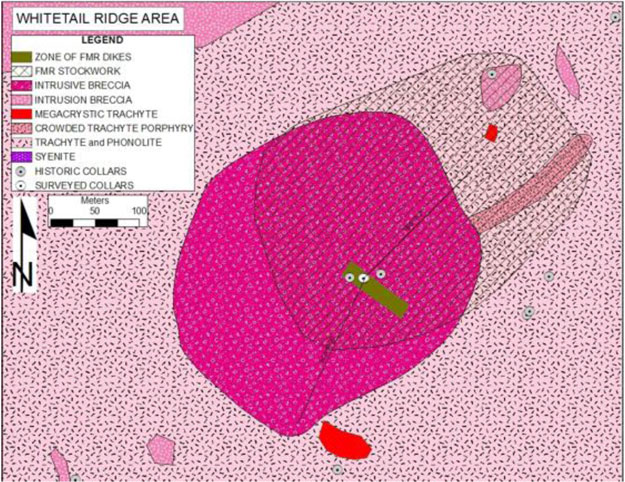 Figure 5. Geological map of part of the Whitetail Ridge REE target area.