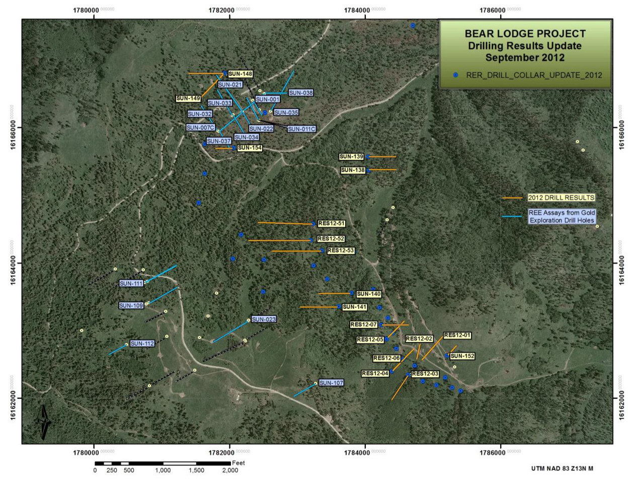 2012-09-26_NRM Figure 1. Location map for drill holes reported in this news release.